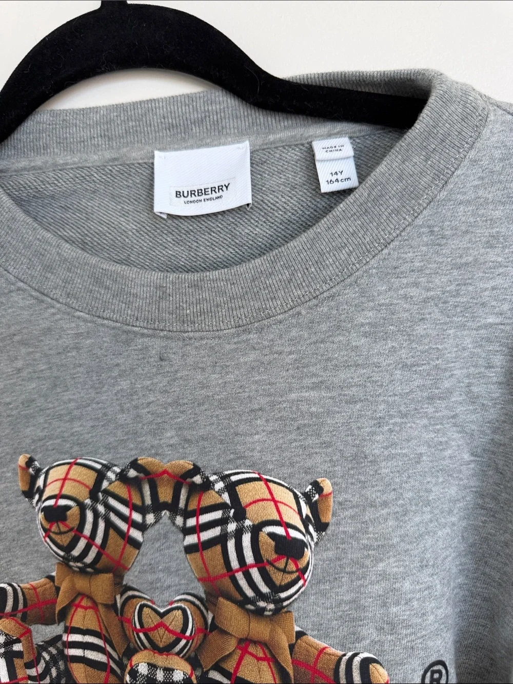Burberry Grey Crewneck with Signature Check Motif